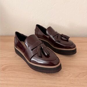 Zara Maroon Tassel Loafers